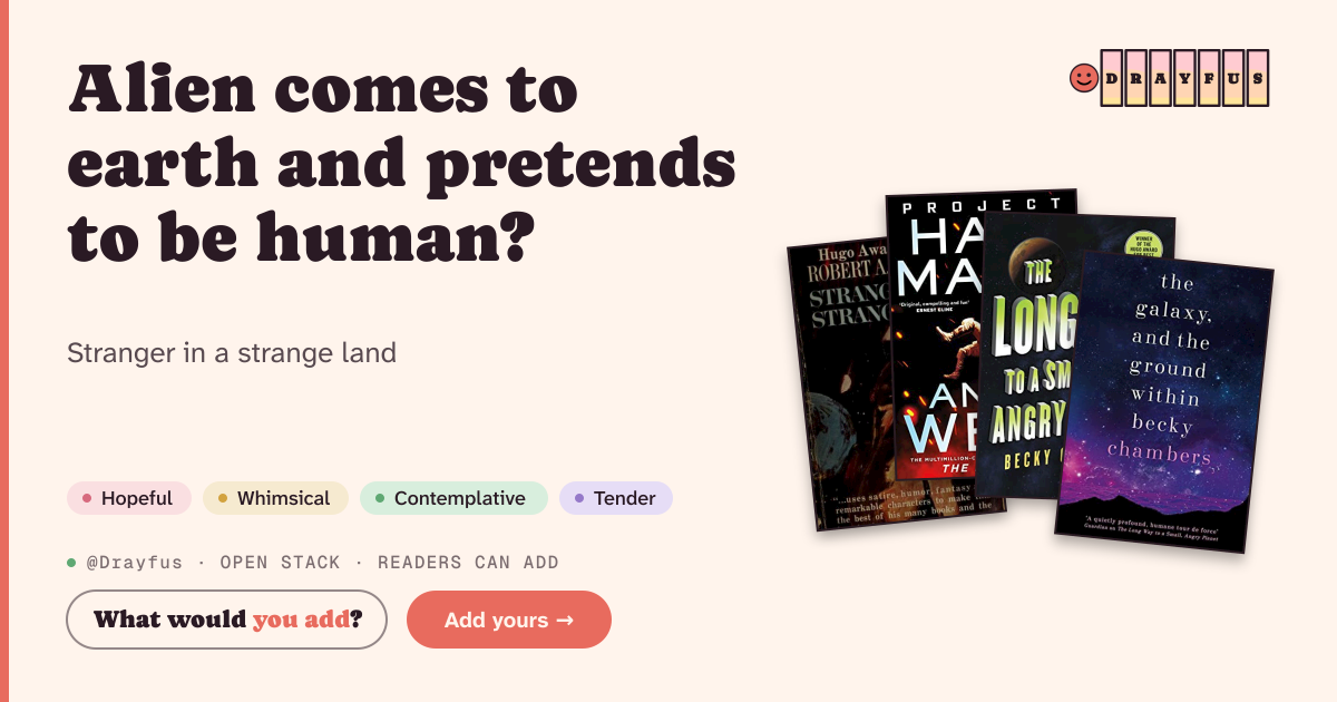Share card preview for Alien comes to earth and pretends to be human?