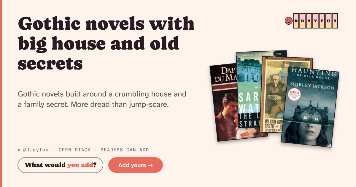 Share card preview for Gothic novels with big house and old secrets