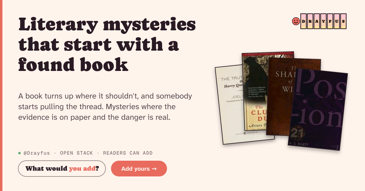 Share card preview for Literary mysteries that start with a found book
