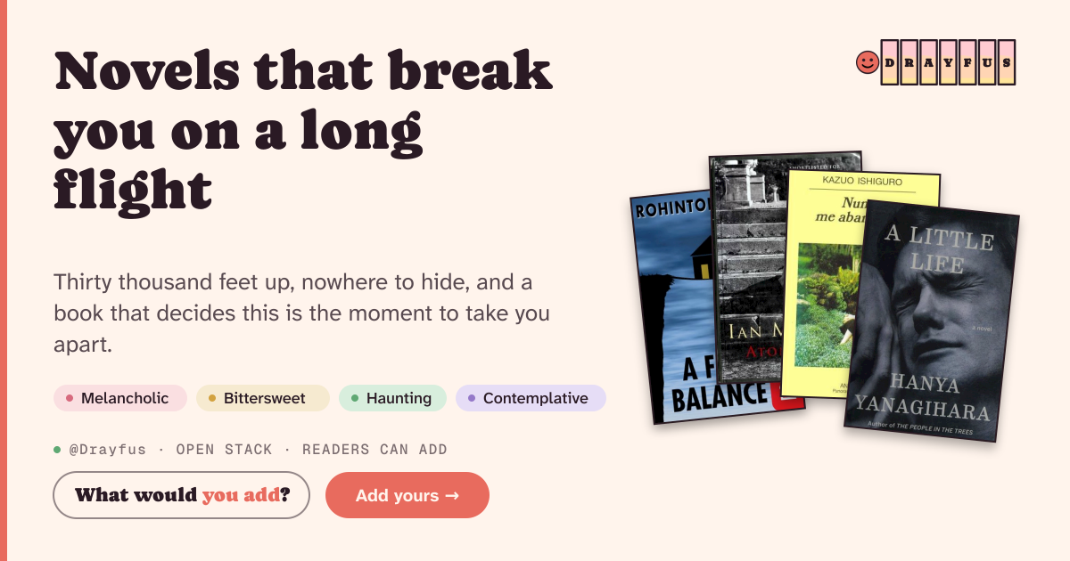 Share card preview for Novels that break you on a long flight