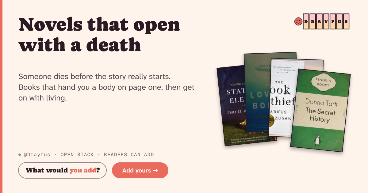 Share card preview for Novels that open with a death