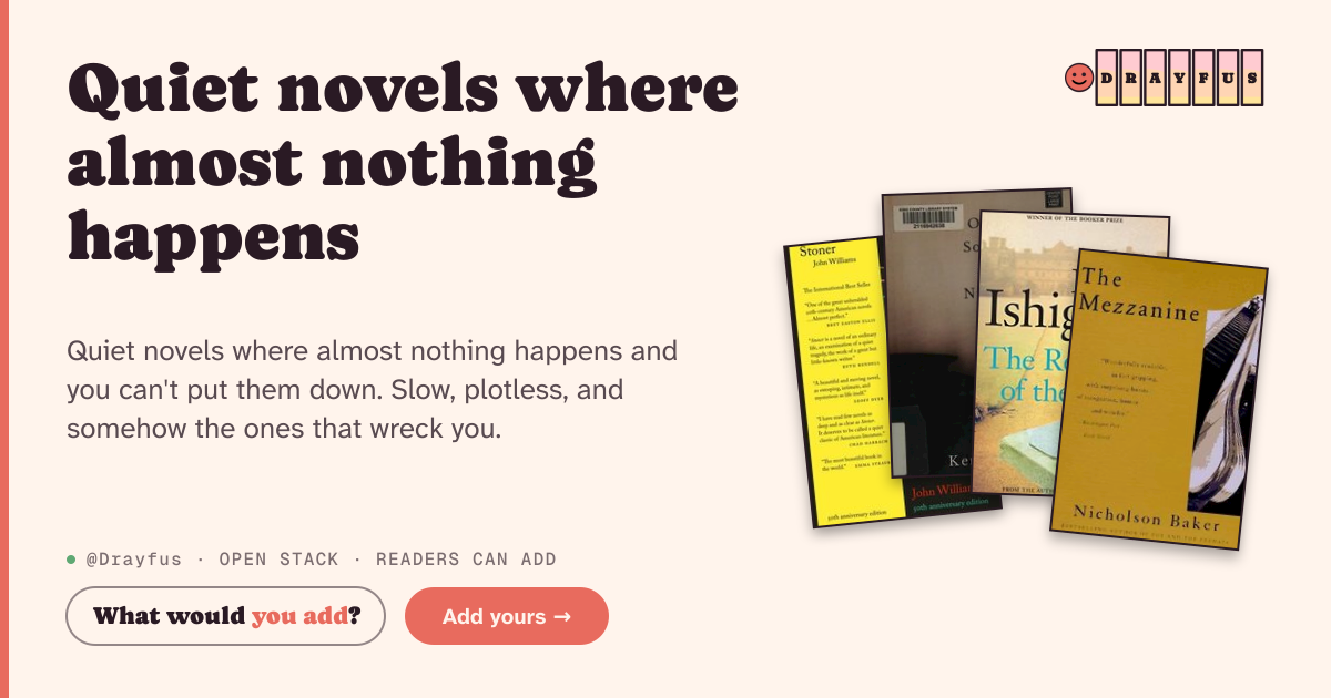 Share card preview for Quiet novels where almost nothing happens
