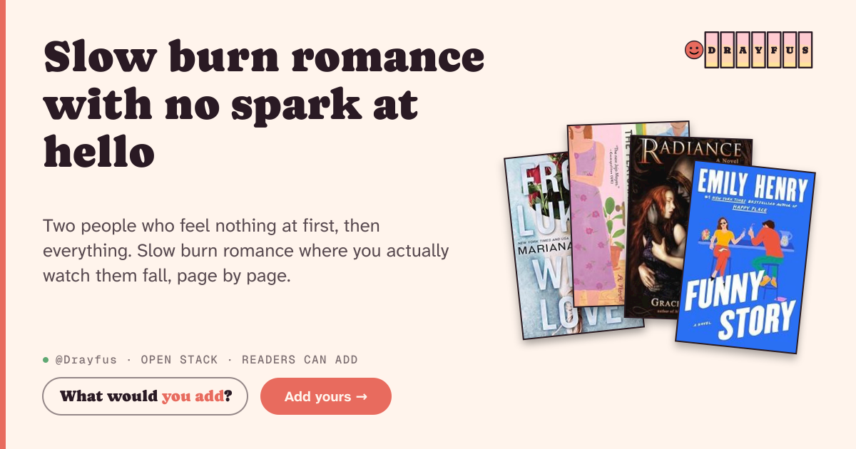 Share card preview for Slow burn romance with no spark at hello