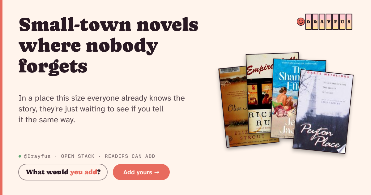 Share card preview for Small-town novels where nobody forgets