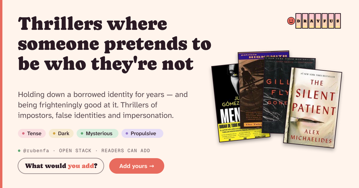 Share card preview for Thrillers where someone pretends to be who they're not