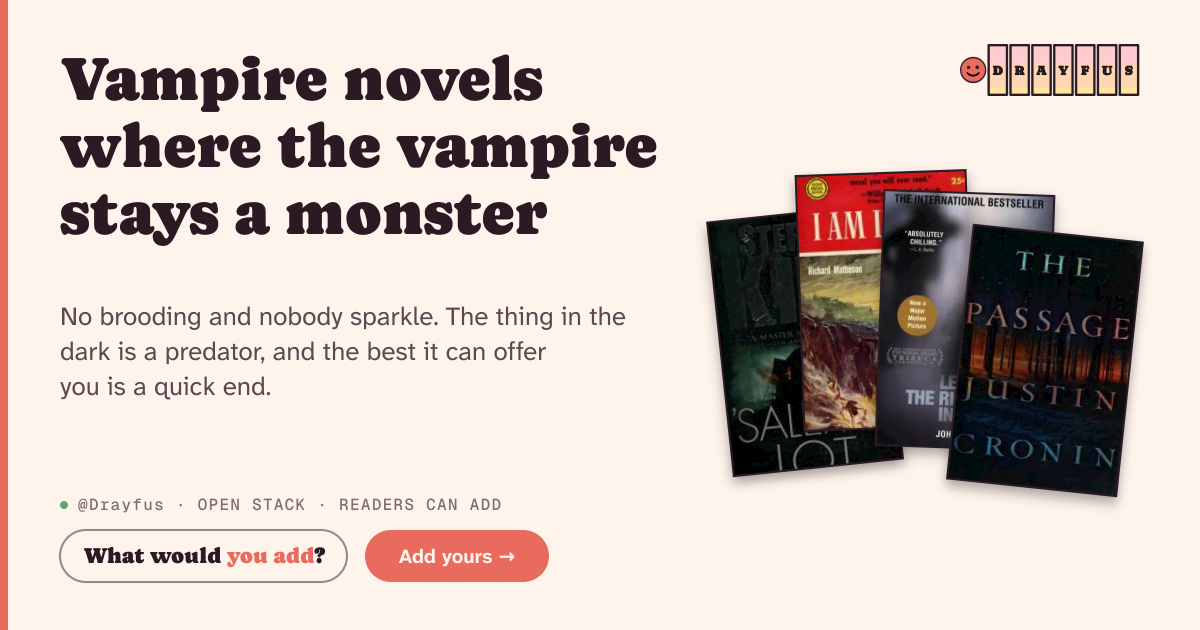 Share card preview for Vampire novels where the vampire stays a monster