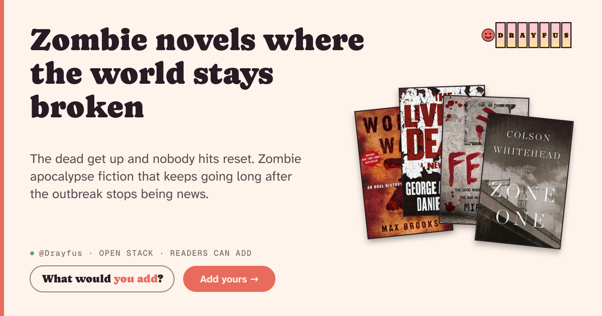 Share card preview for Zombie novels where the world stays broken