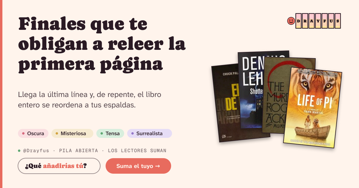 Vista previa de la tarjeta para compartir de Finales que te obligan a releer la primera página