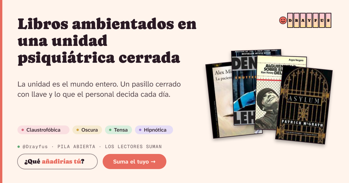 Vista previa de la tarjeta para compartir de Libros ambientados en una unidad psiquiátrica cerrada