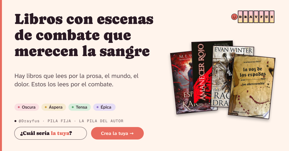 Vista previa de la tarjeta para compartir de Libros con escenas de combate que merecen la sangre