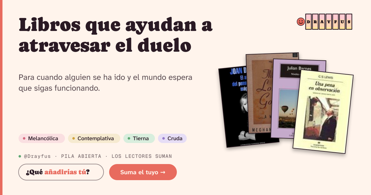 Vista previa de la tarjeta para compartir de Libros que ayudan a atravesar el duelo
