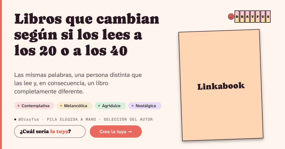 Vista previa de la tarjeta para compartir de Libros que cambian según si los lees a los 20 o a los 40