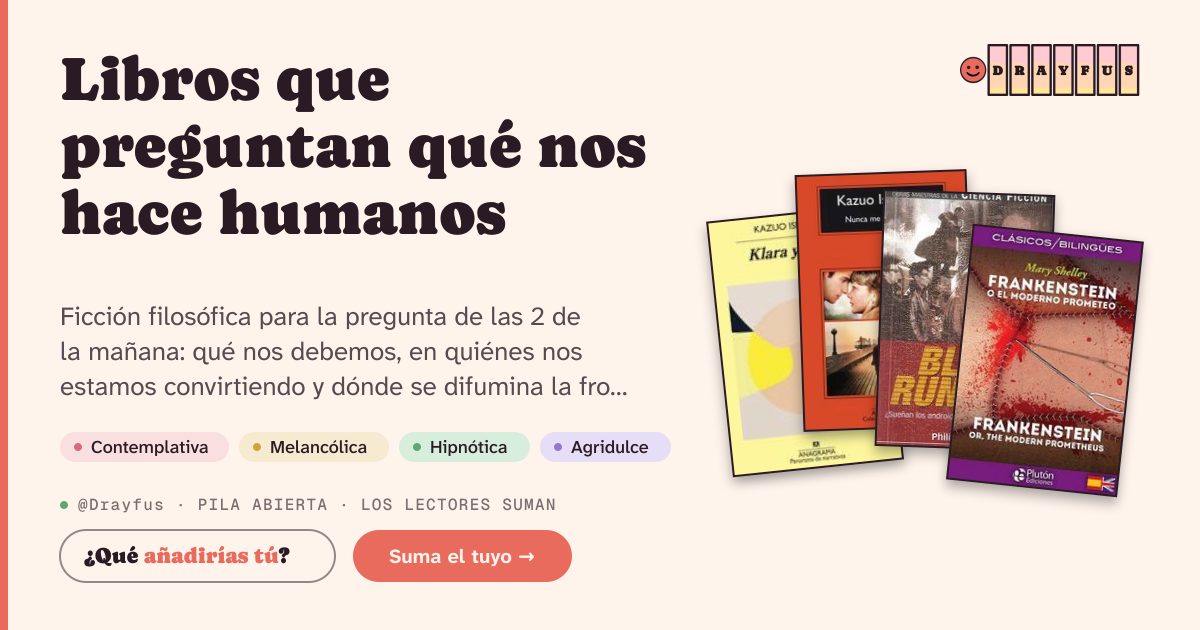 Vista previa de la tarjeta para compartir de Libros que preguntan qué nos hace humanos