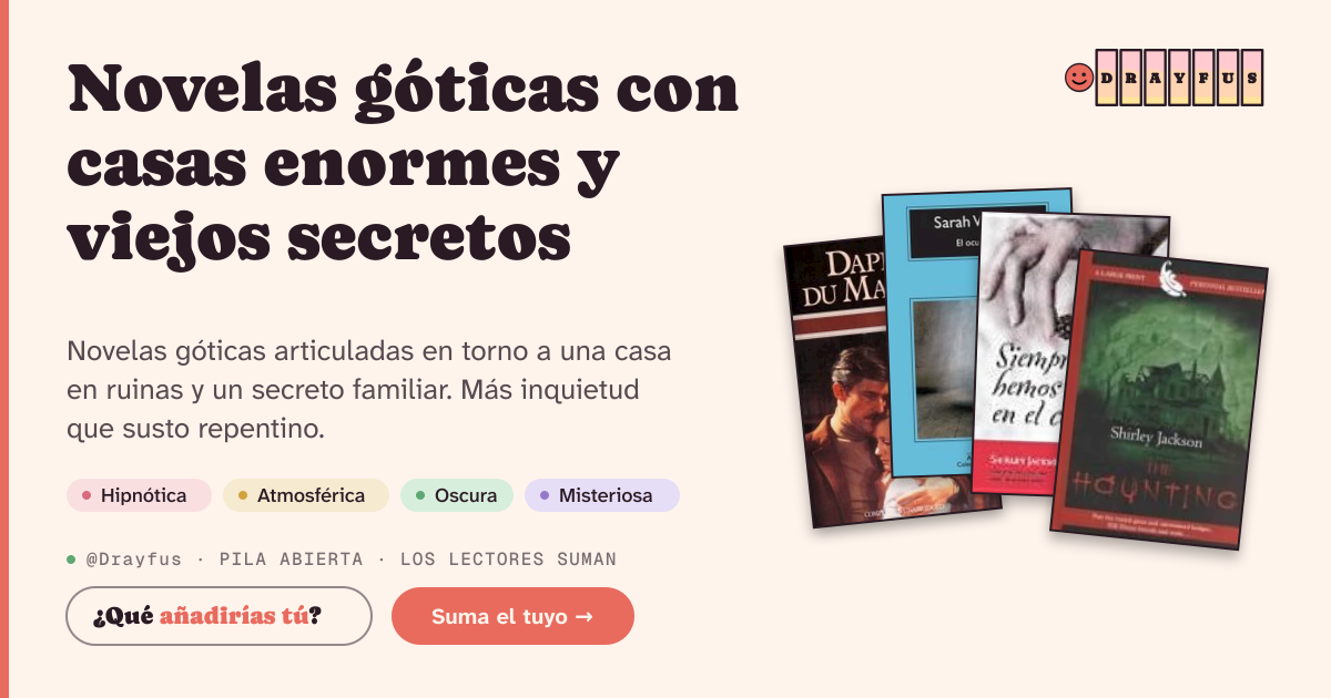 Vista previa de la tarjeta para compartir de Novelas góticas con casas enormes y viejos secretos