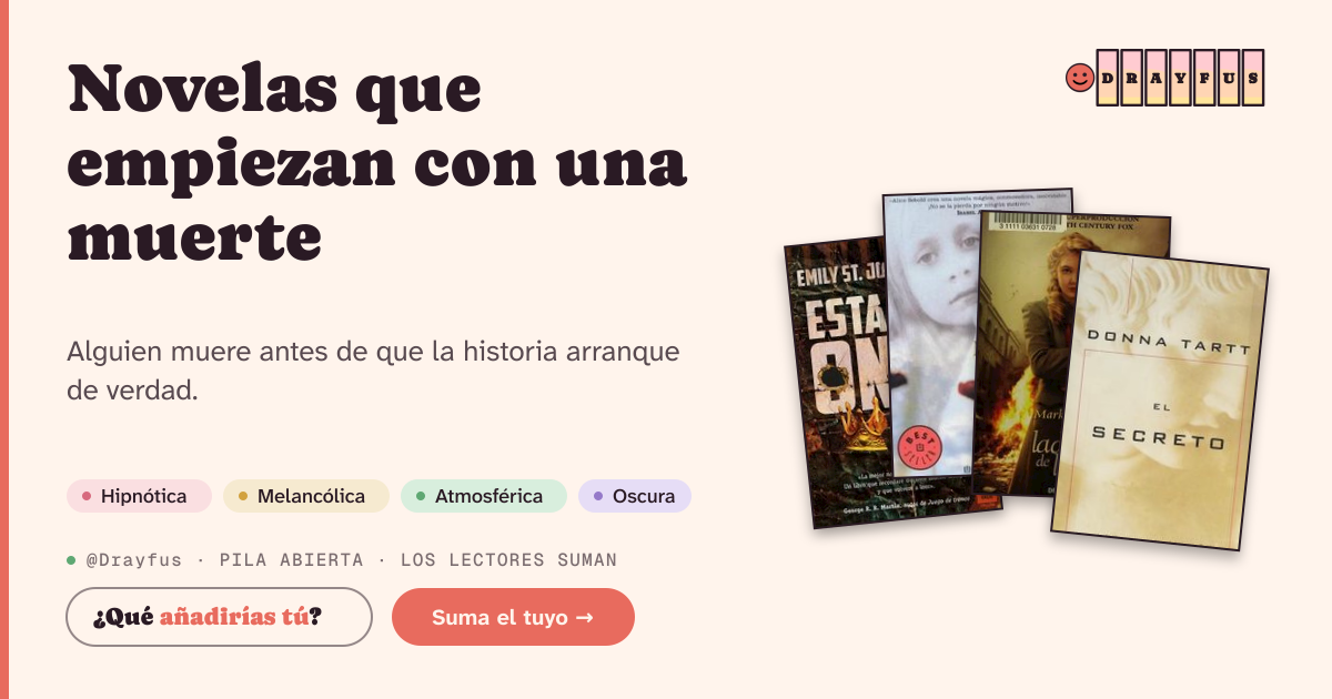 Vista previa de la tarjeta para compartir de Novelas que empiezan con una muerte