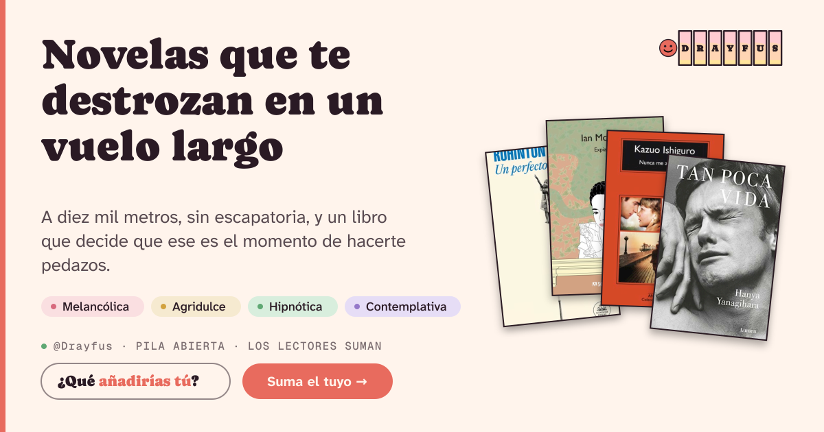 Vista previa de la tarjeta para compartir de Novelas que te destrozan en un vuelo largo