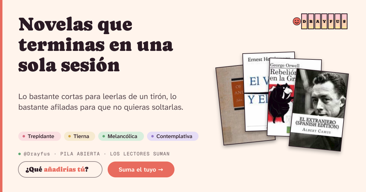 Vista previa de la tarjeta para compartir de Novelas que terminas en una sola sesión