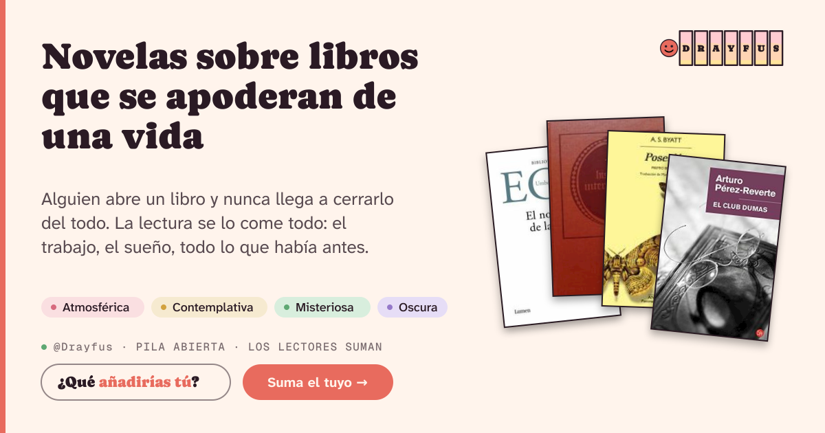 Vista previa de la tarjeta para compartir de Novelas sobre libros que se apoderan de una vida