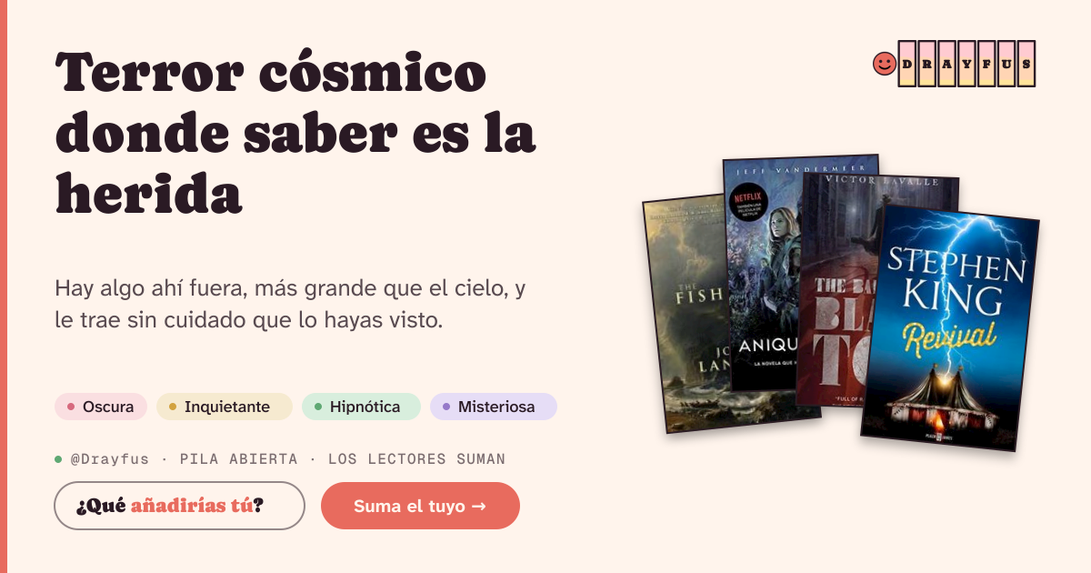 Vista previa de la tarjeta para compartir de Terror cósmico donde saber es la herida
