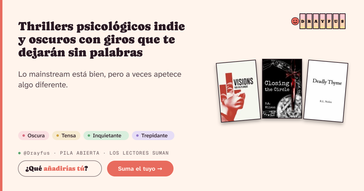 Vista previa de la tarjeta para compartir de Thrillers psicológicos indie y oscuros con giros que te dejarán sin palabras
